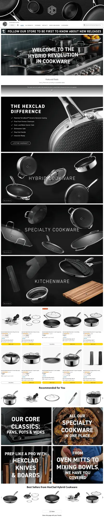 Amazon listing image for HexClad Hybrid Cookware