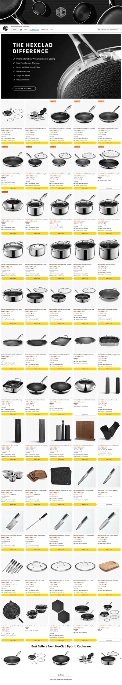 Amazon listing image for HexClad Hybrid Cookware