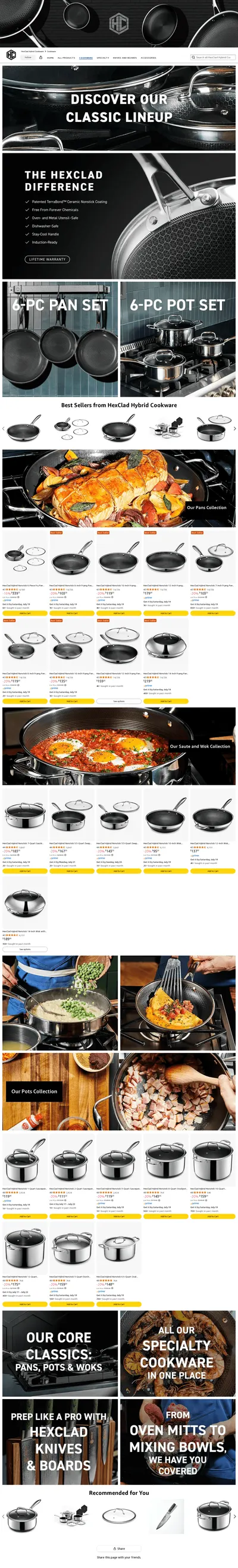 Amazon listing image for HexClad Hybrid Cookware