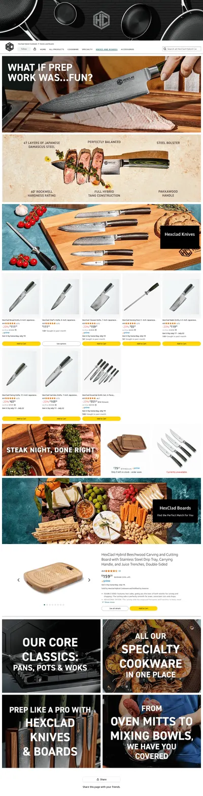 Amazon listing image for HexClad Hybrid Cookware