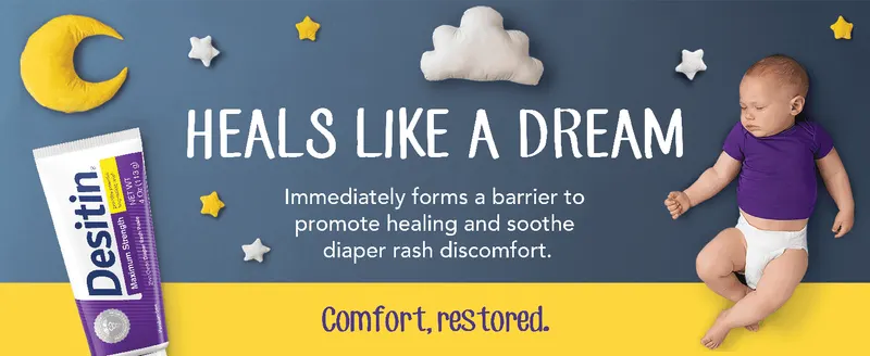 Communicates that the cream immediately forms a barrier to promote healing and soothe diaper rash discomfort.