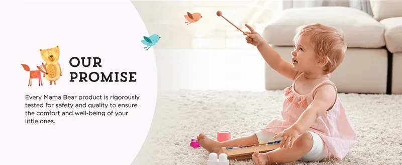 Reinforces the Mama Bear brand promise of rigorous safety and quality testing to build shopper trust. Assures parents every product is tested for safety and…