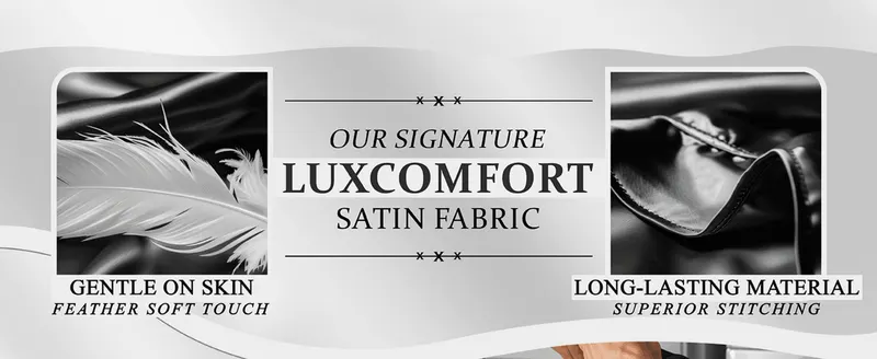 Highlights the fabric's gentle feel and long-lasting construction in a two-panel comparison layout.