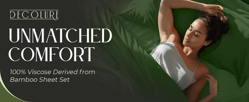Introduces the brand's core comfort promise using an emotive lifestyle photo of someone relaxing on the sheets.