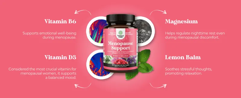 Highlights four key ingredients and the specific menopause symptom each one helps relieve.