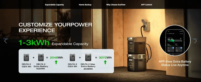 Shows how the battery's capacity can be expanded with add-on units and how the app lets users monitor status remotely. Quantifies how combining battery units…