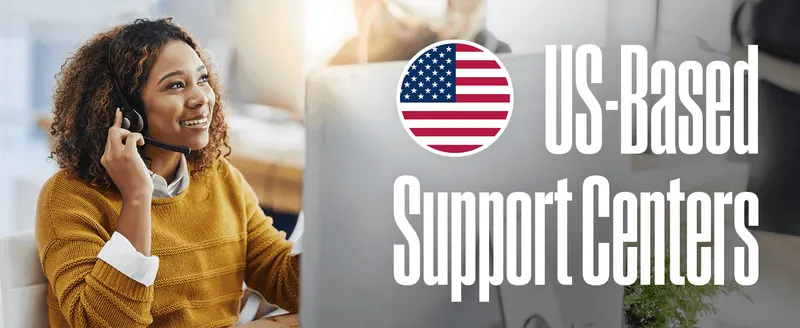 Reassures shoppers that customer support is staffed domestically, building trust in post-purchase service.