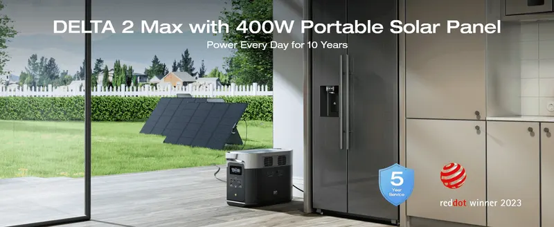 Reassures shoppers the unit delivers dependable everyday power for 10 years, backed by a 5-year service badge and a Red Dot design award.