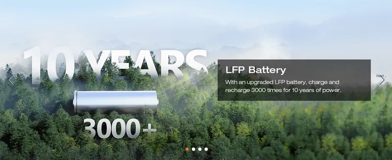 Communicates the battery's long lifespan and high cycle count to reassure shoppers of durability and long-term value.