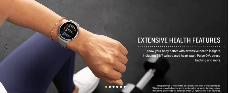 Reassures shoppers the watch offers comprehensive health monitoring, including heart rate and Pulse Ox tracking, to support fitness goals.