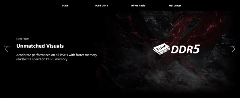 Communicates that DDR5 memory accelerates overall system performance with faster read/write speeds.