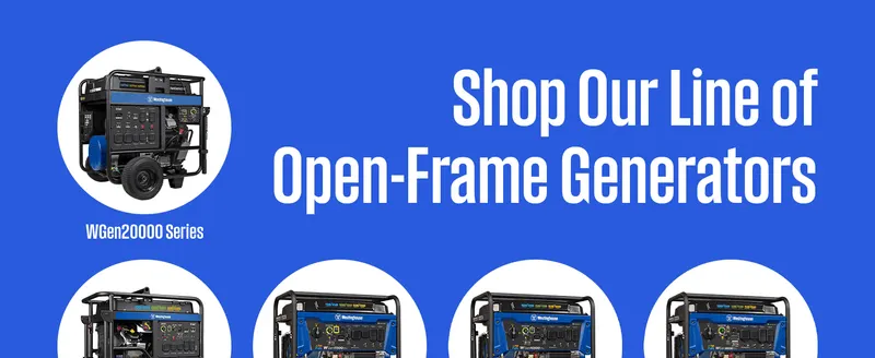 Introduces the brand's open-frame generator lineup to help shoppers see other model options in the series.