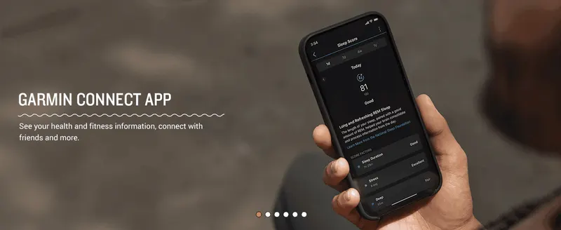 Shows the companion app tracking sleep and health data to reinforce the connected ecosystem benefit.