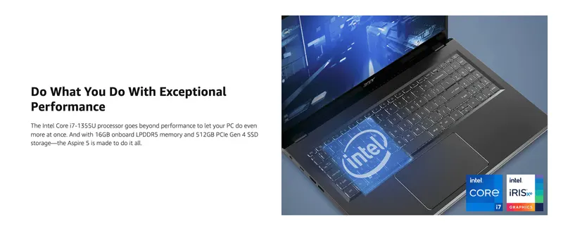 Highlights the Intel Core i7 processor and fast storage/memory to reassure shoppers the laptop handles demanding multitasking.