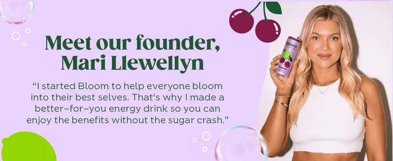 Introduces the brand's founder and her personal mission in her own words to build trust and emotional connection with shoppers.
