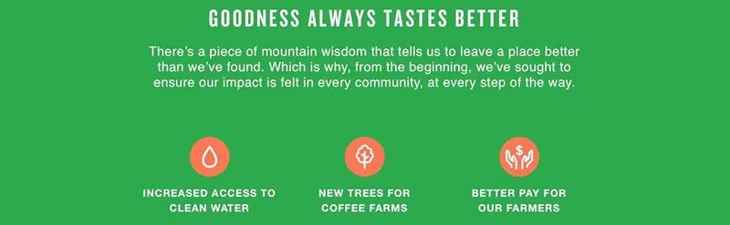 Communicates the brand's commitment to social responsibility and environmental impact across multiple dimensions to build trust and emotional connection with…