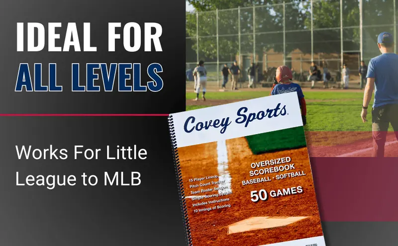 Shows the scorebook suits every level of play from Little League to MLB and lists its key features so shoppers can quickly see its value. Places the scorebook…